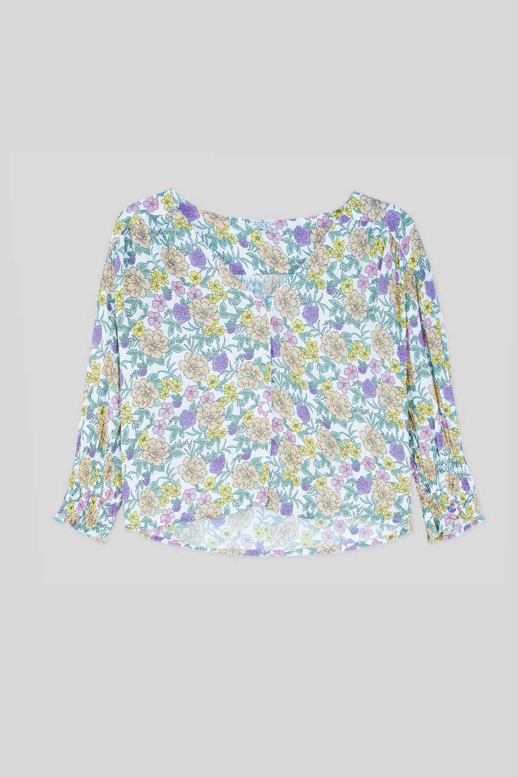 Printed Flute Sleeve Blouse