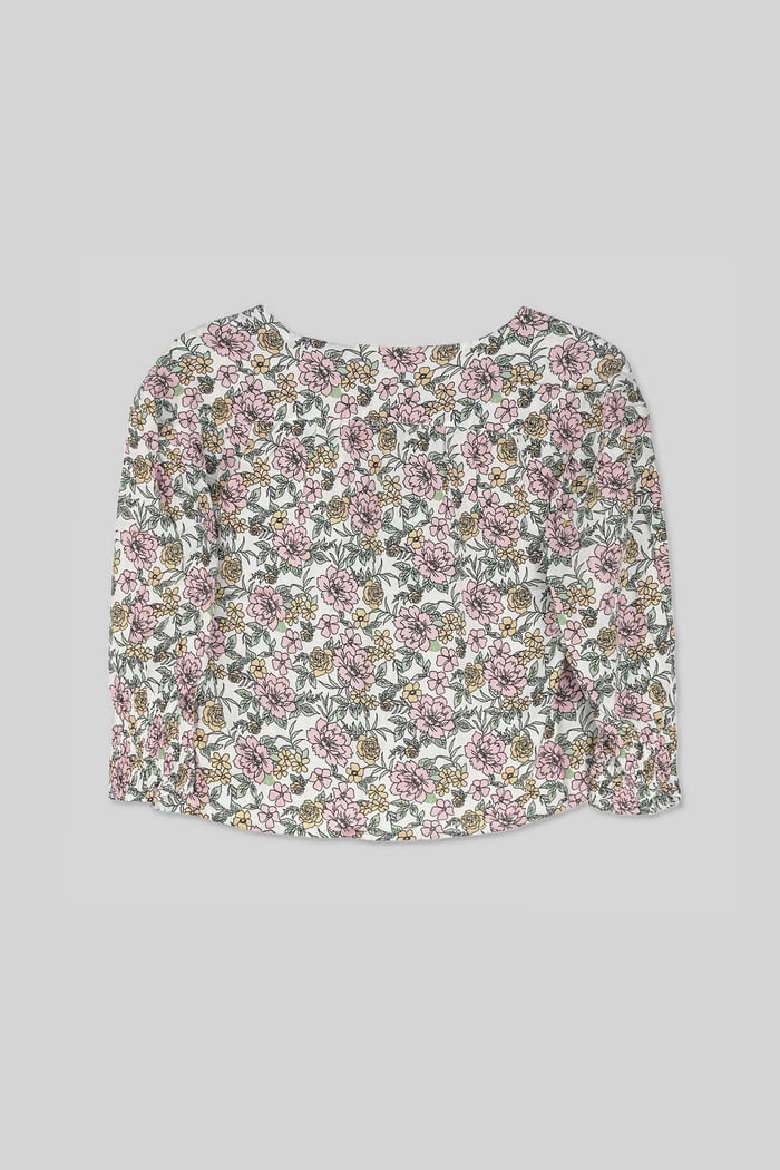 Printed Flute Sleeve Blouse