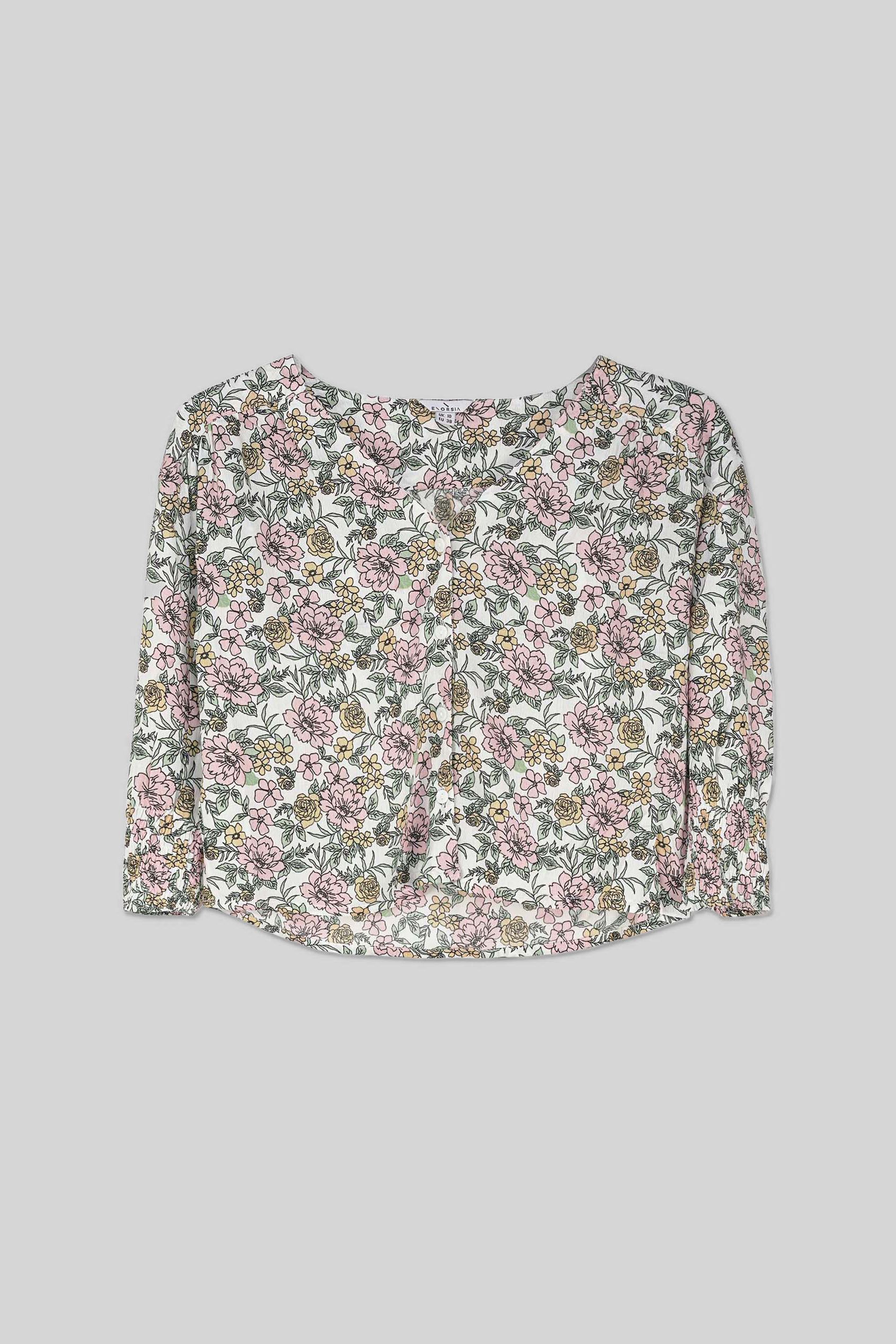 Printed Flute Sleeve Blouse