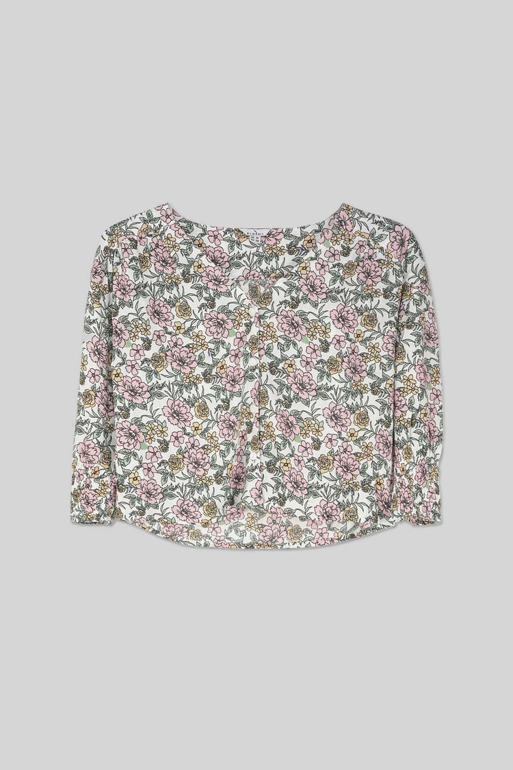 Printed Flute Sleeve Blouse