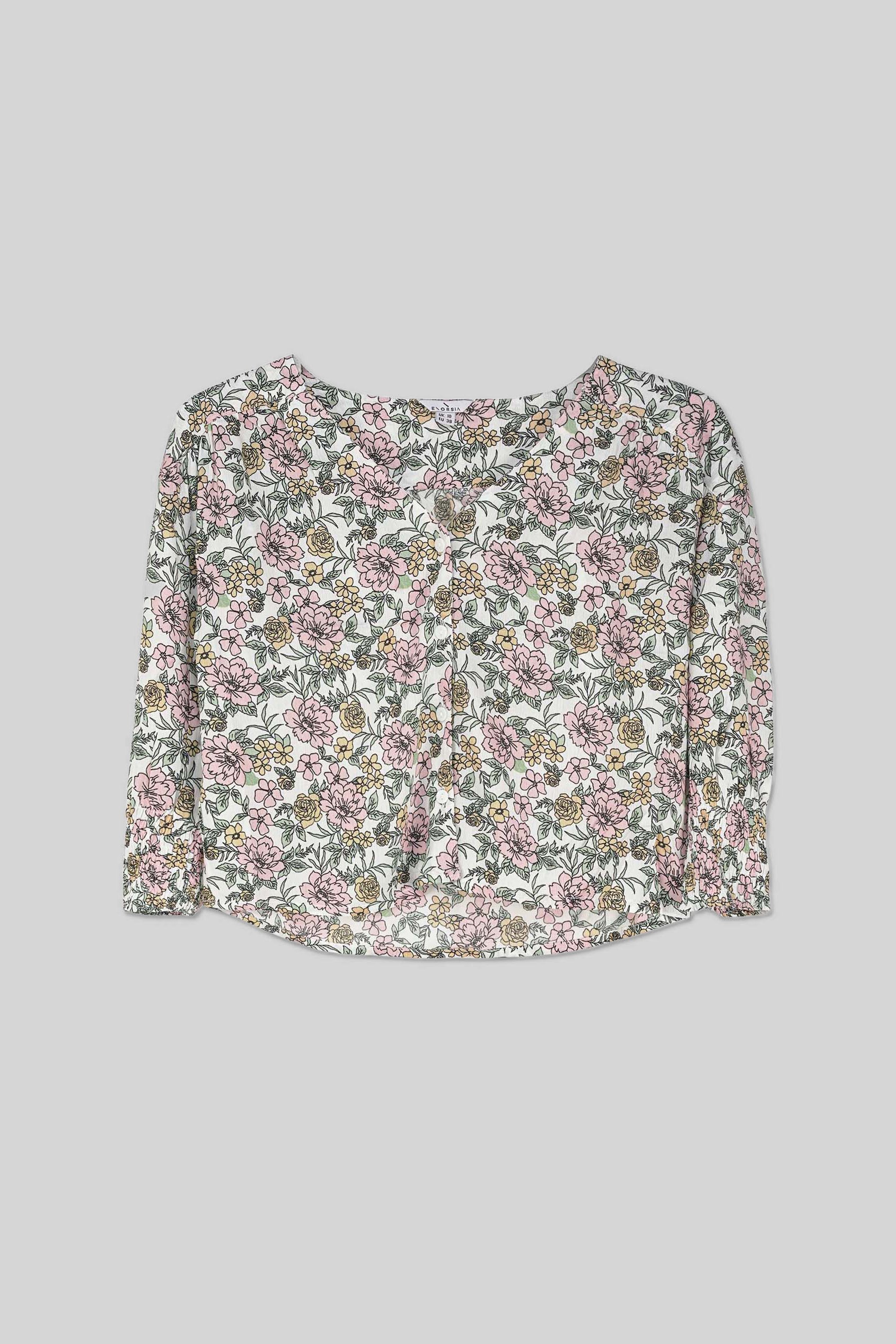 Printed Flute Sleeve Blouse