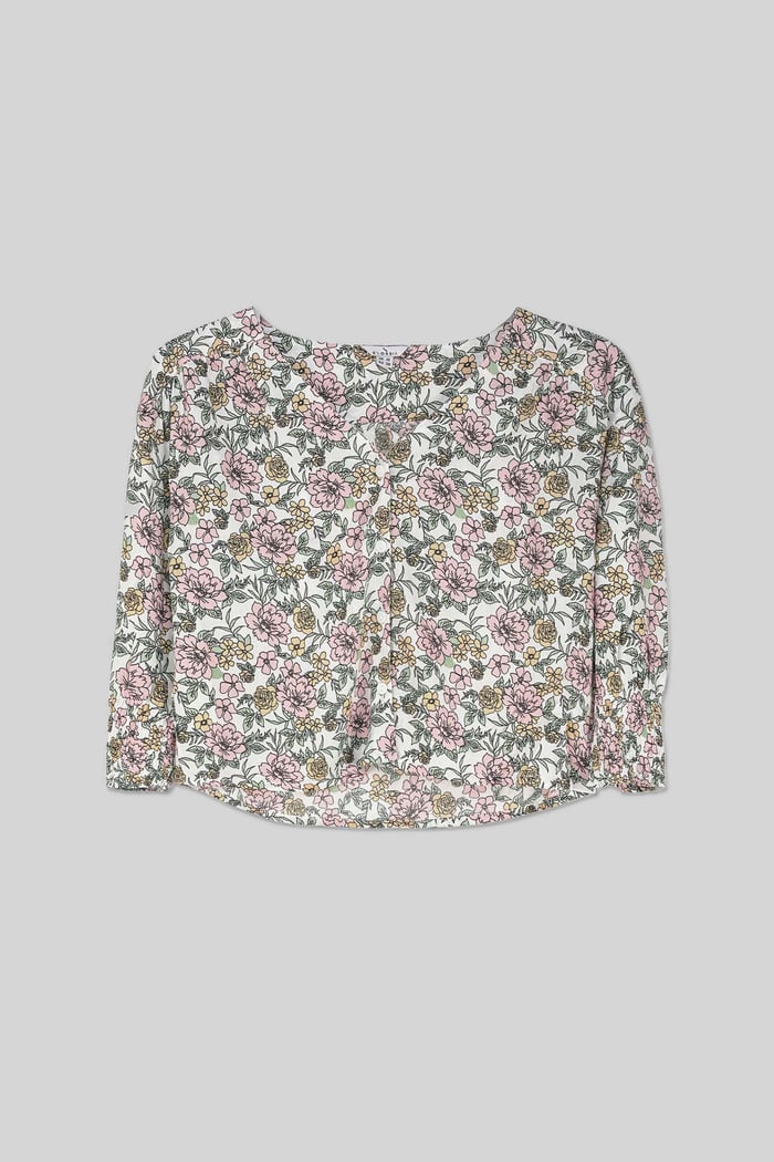 Printed Flute Sleeve Blouse