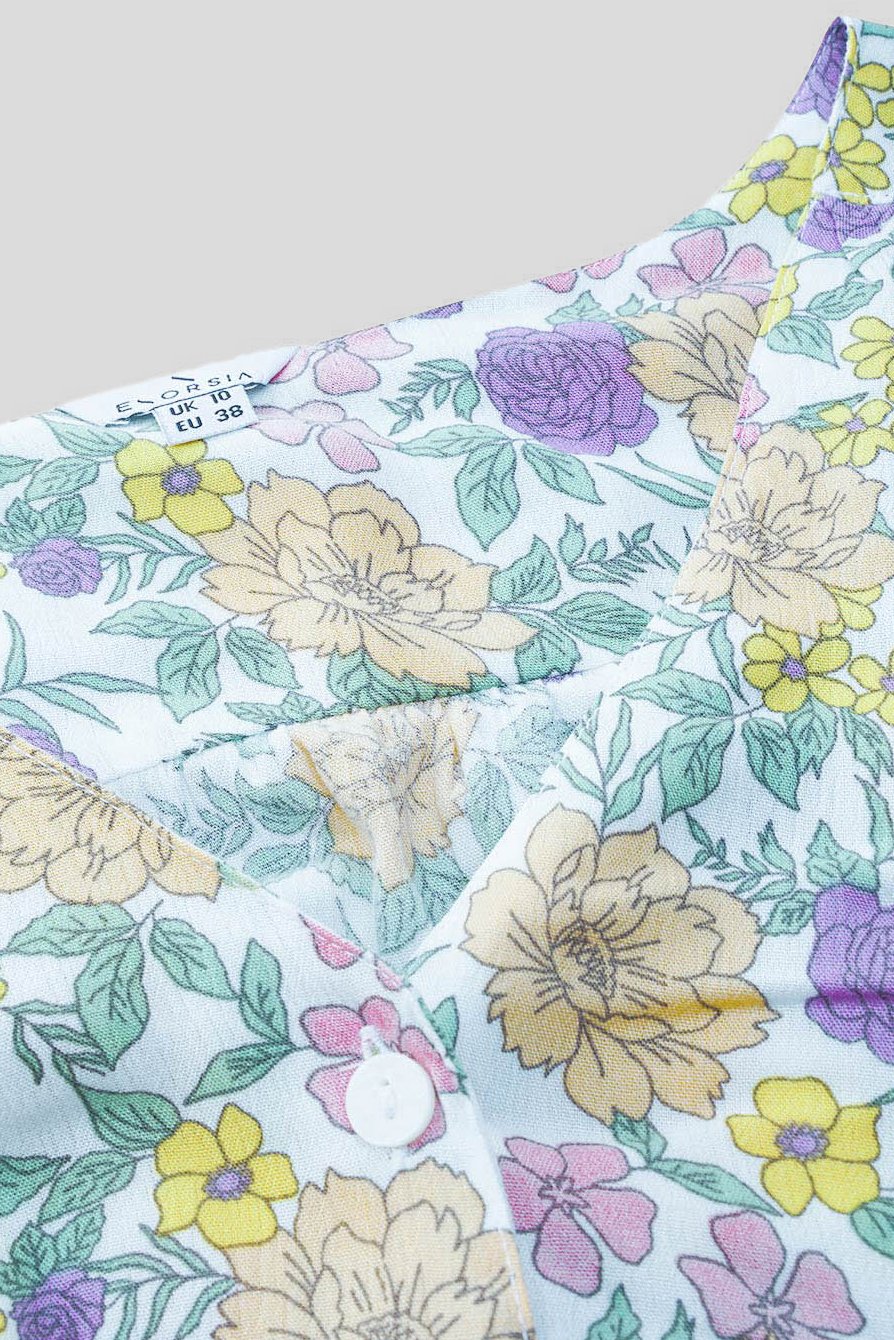 Printed Flute Sleeve Blouse