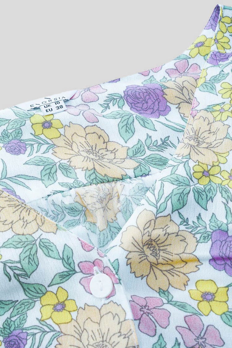 Printed Flute Sleeve Blouse