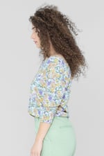 Printed Flute Sleeve Blouse