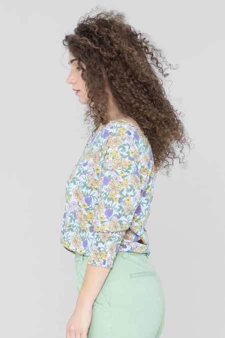 Brown Printed Flute Sleeve Blouse