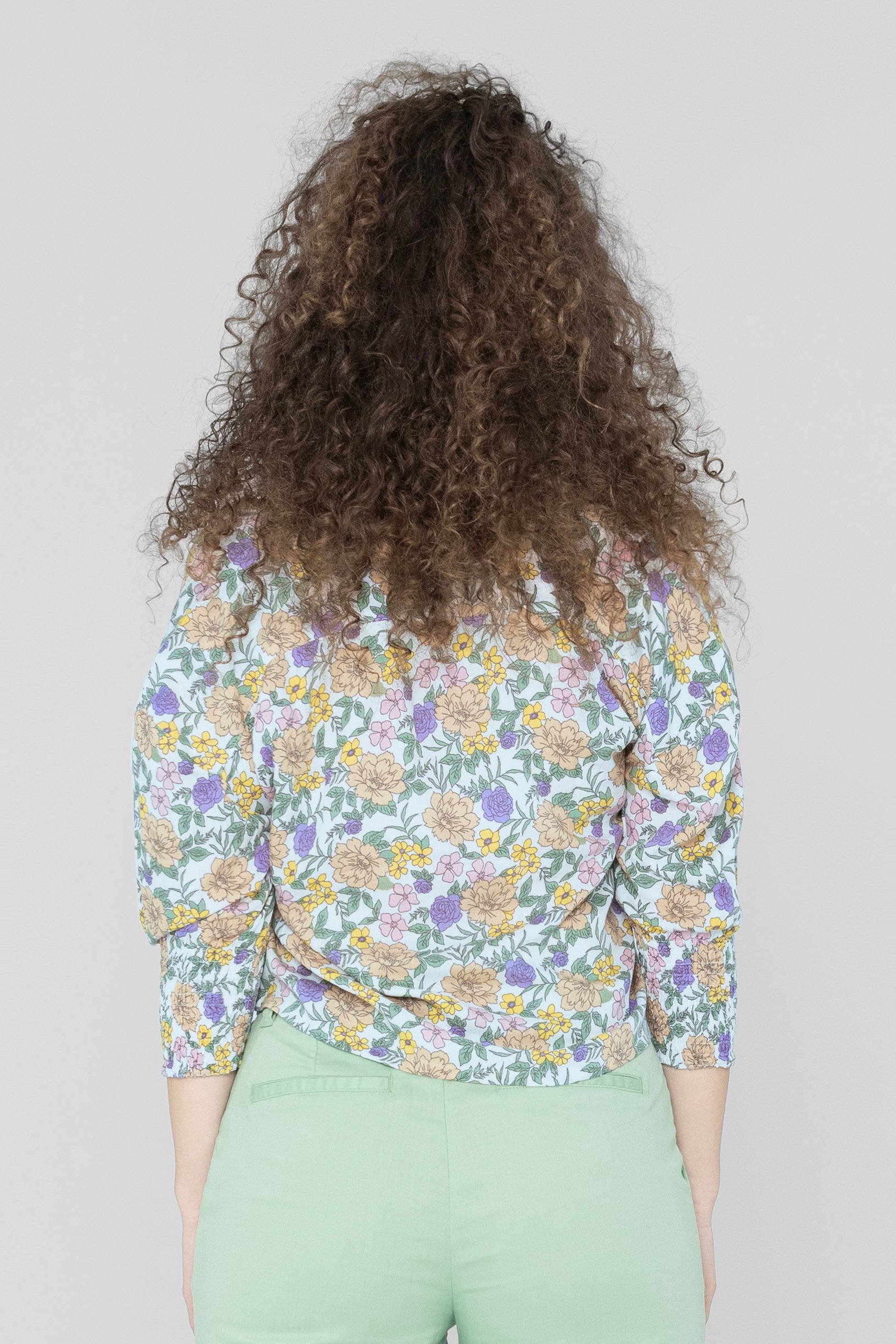 Printed Flute Sleeve Blouse