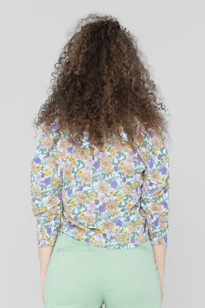 Printed Flute Sleeve Blouse