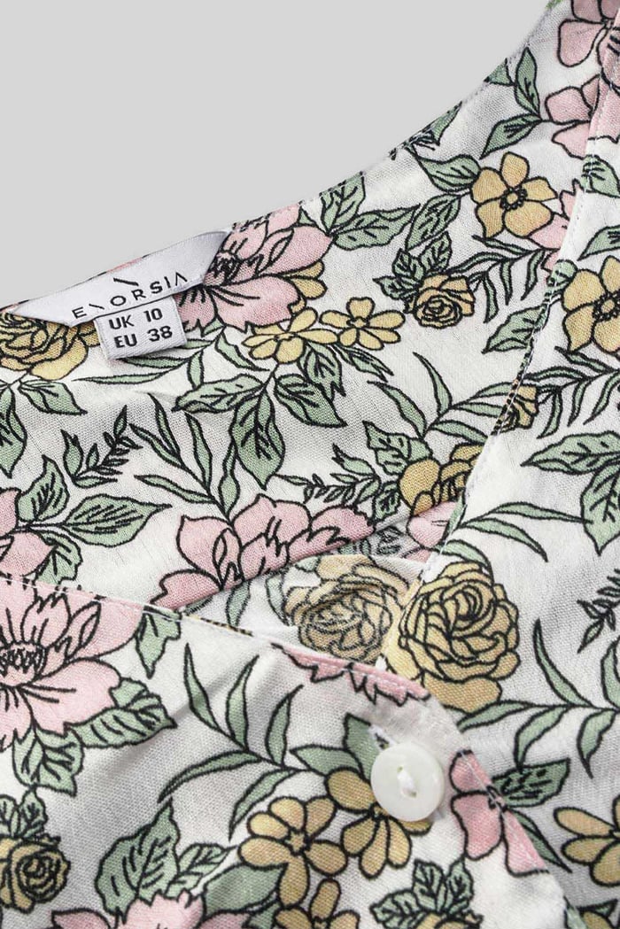 Printed Flute Sleeve Blouse