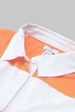 Raw Edge Hem Crop Striped Poloshirt YD