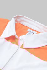 Raw Edge Hem Crop Striped Poloshirt YD