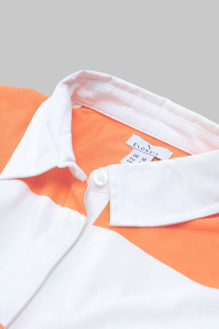 Raw Edge Hem Crop Striped Poloshirt YD