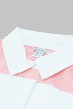 Raw Edge Hem Crop Striped Poloshirt YD