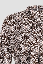 Printed Top With Band Collar And Smocked Waist