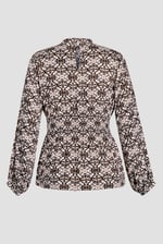 Printed Top With Band Collar And Smocked Waist