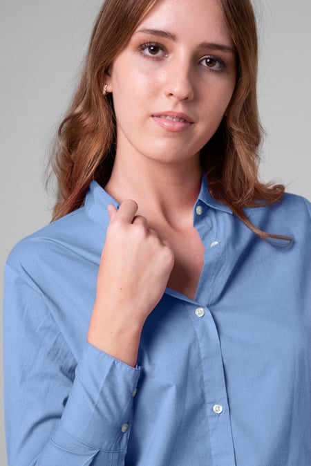 Womens Blue Long Sleeve Work Shirt