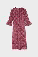 Ditsy Floral Flounce Sleeve Midi Dress