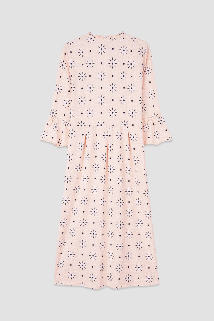 Ditsy Floral Flounce Sleeve Midi Dress