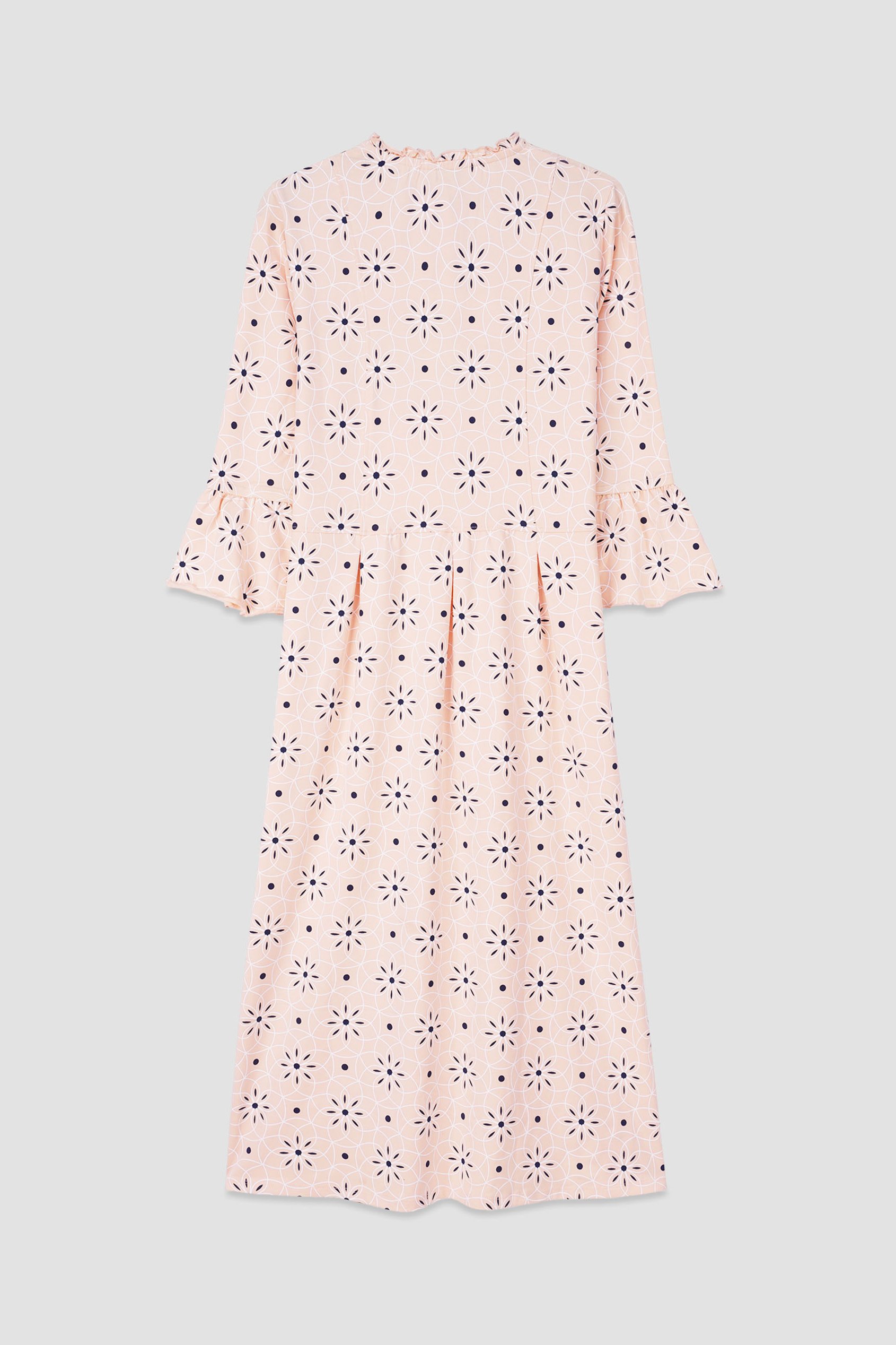 Ditsy Floral Flounce Sleeve Midi Dress