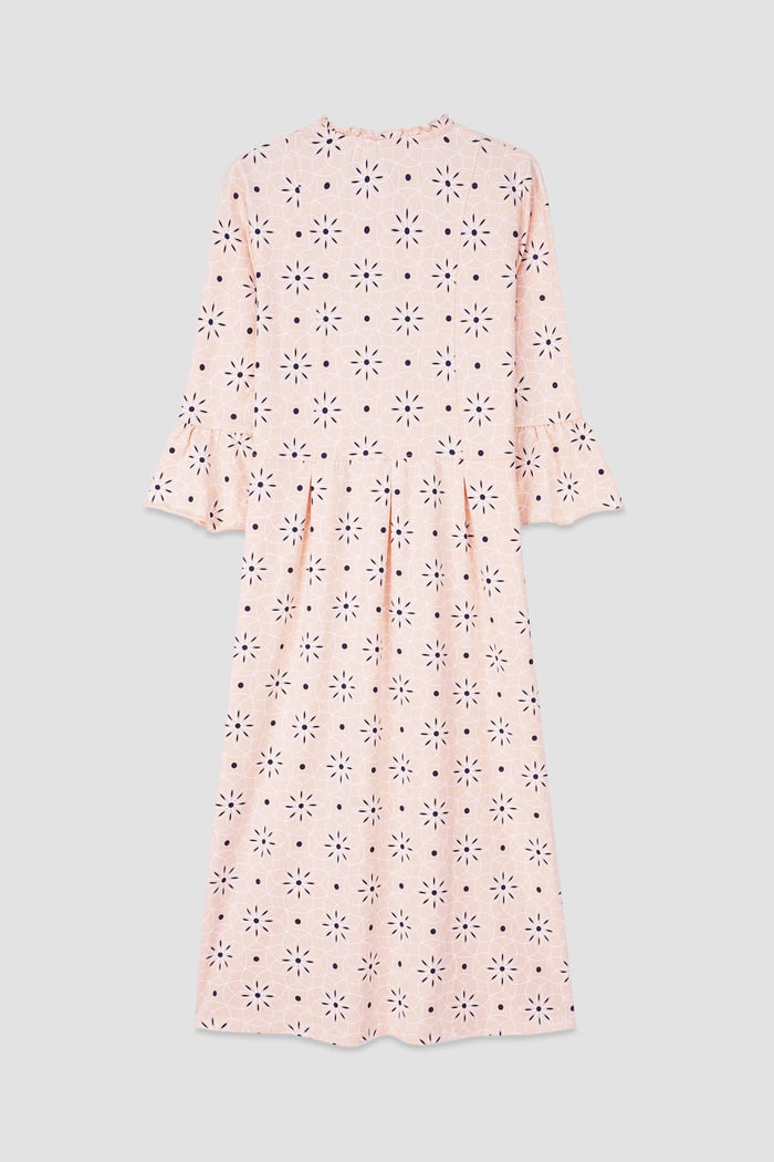 Ditsy Floral Flounce Sleeve Midi Dress