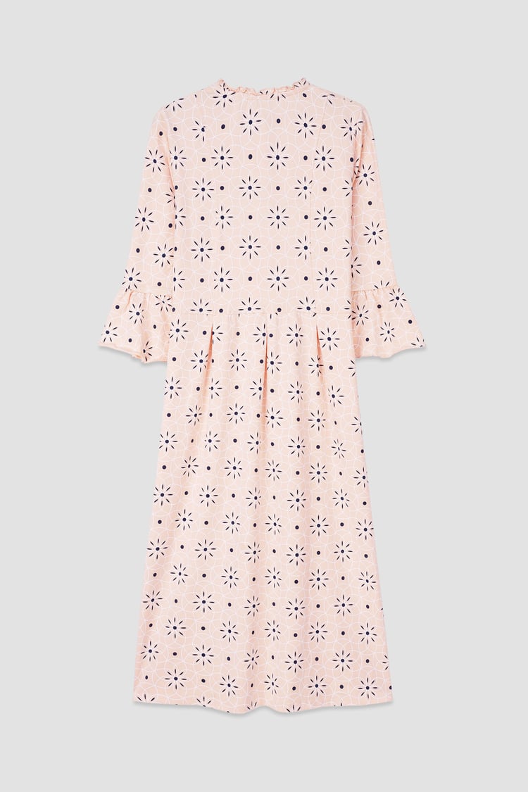 Ditsy Floral Flounce Sleeve Midi Dress