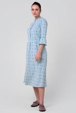 Ditsy Floral Flounce Sleeve Midi Dress