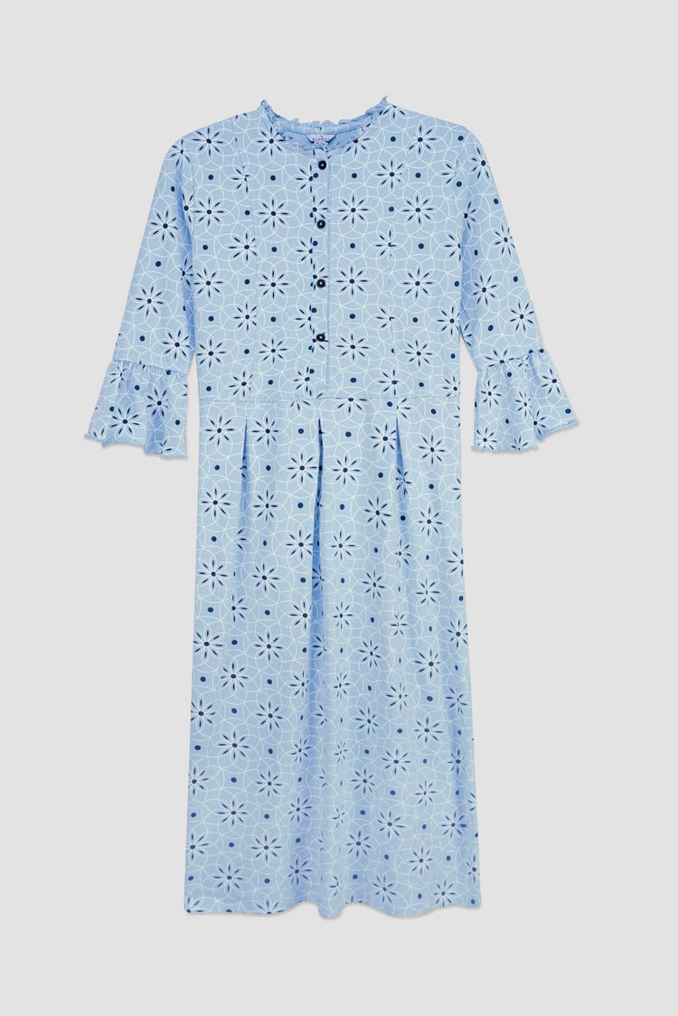 Ditsy Floral Flounce Sleeve Midi Dress