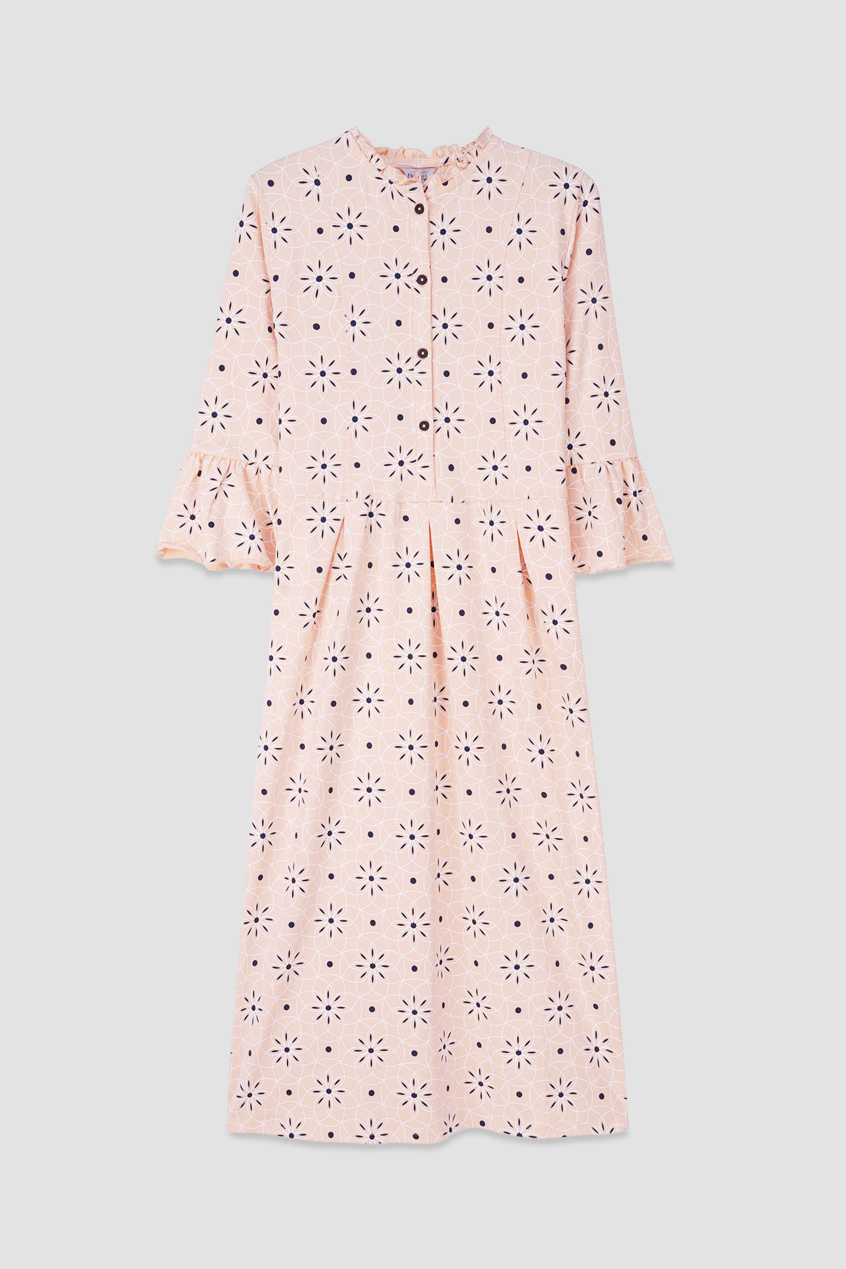 Ditsy Floral Flounce Sleeve Midi Dress