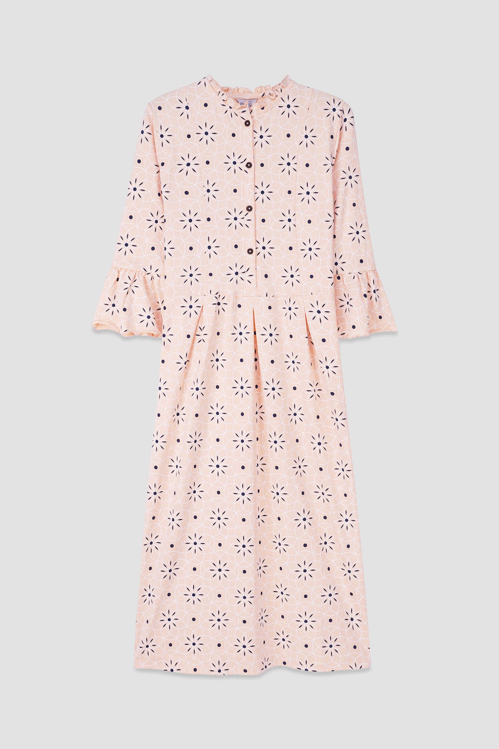 Ditsy Floral Flounce Sleeve Midi Dress