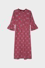 Ditsy Floral Flounce Sleeve Midi Dress