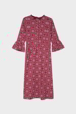 Ditsy Floral Flounce Sleeve Midi Dress