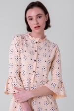 Ditsy Floral Flounce Sleeve Midi Dress