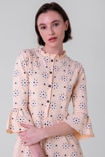 Ditsy Floral Flounce Sleeve Midi Dress