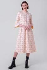 Ditsy Floral Flounce Sleeve Midi Dress