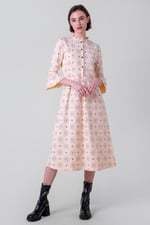 Ditsy Floral Flounce Sleeve Midi Dress