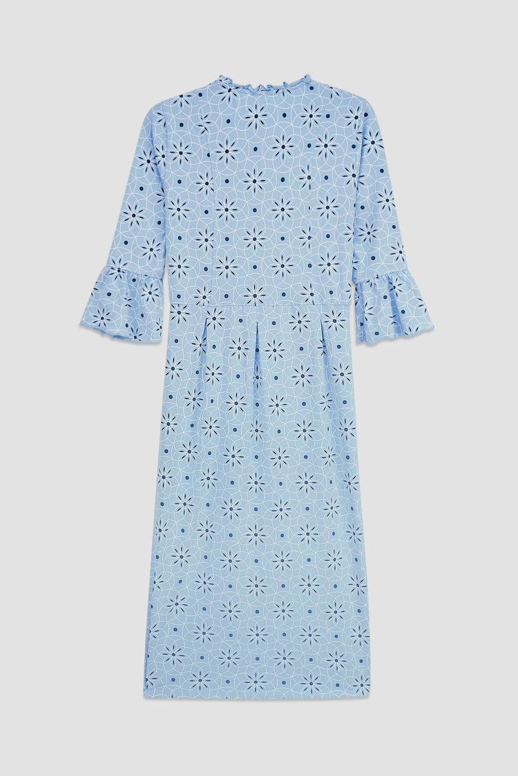 Ditsy Floral Flounce Sleeve Midi Dress