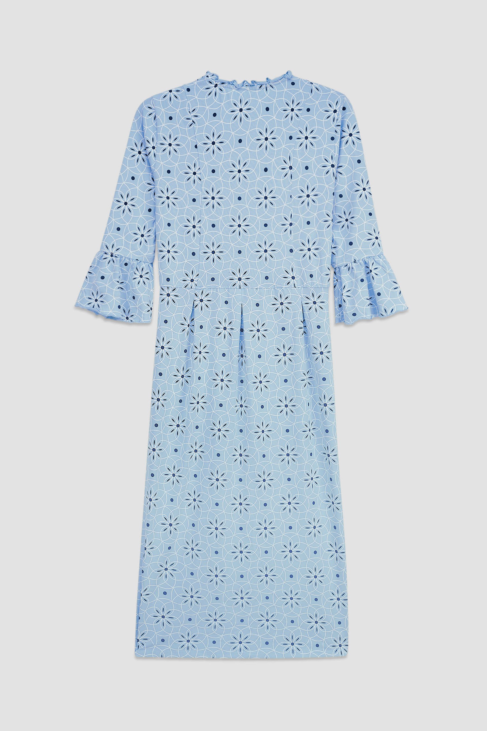 Ditsy Floral Flounce Sleeve Midi Dress