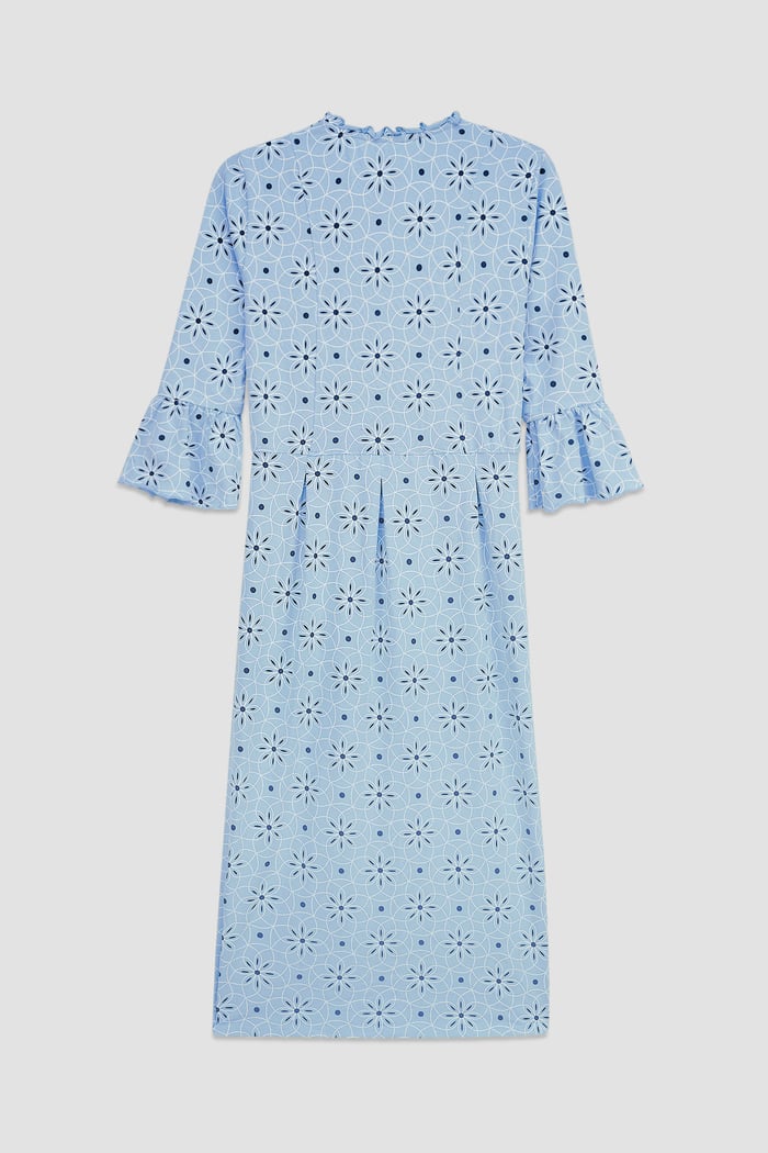 Ditsy Floral Flounce Sleeve Midi Dress