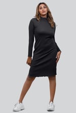 Crepe Ribbed Bodycon Midi Dress