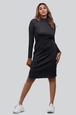 Crepe Ribbed Bodycon Midi Dress