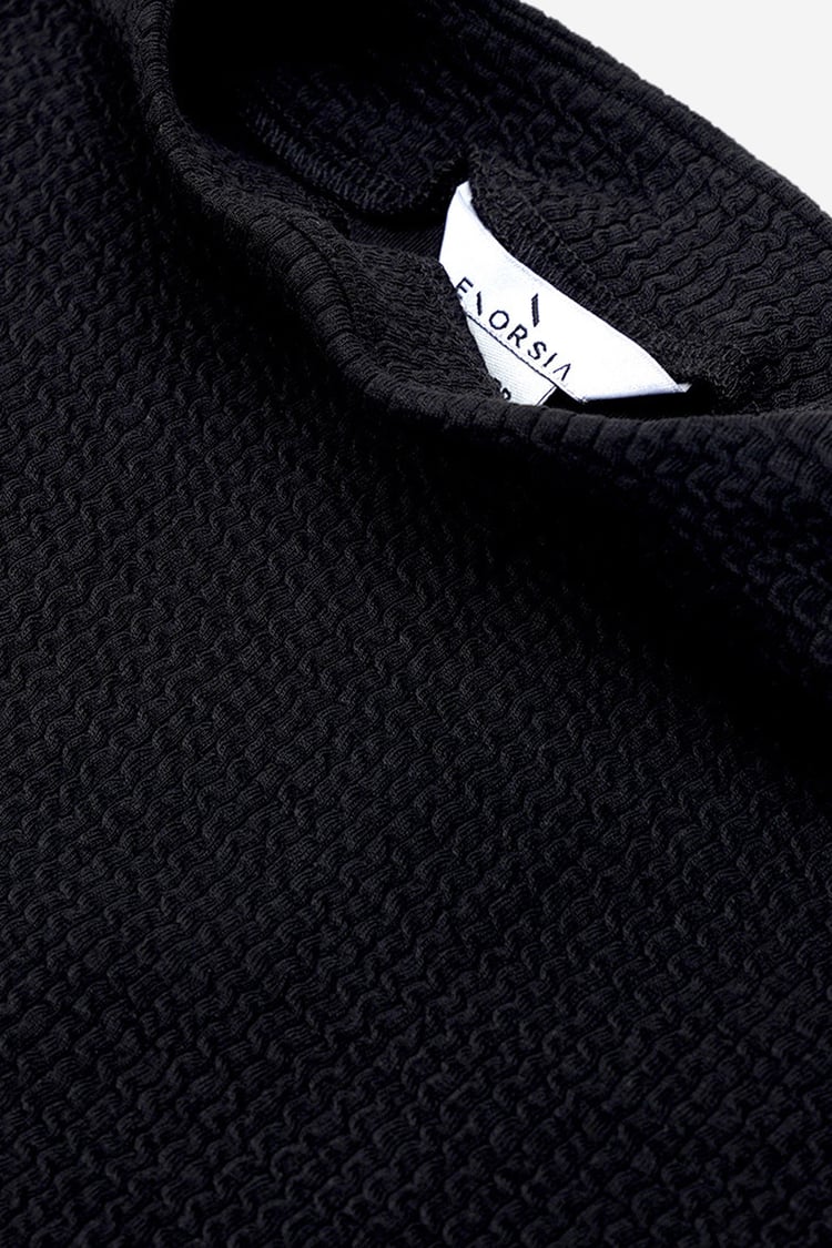 Crepe Ribbed Bodycon Midi Dress