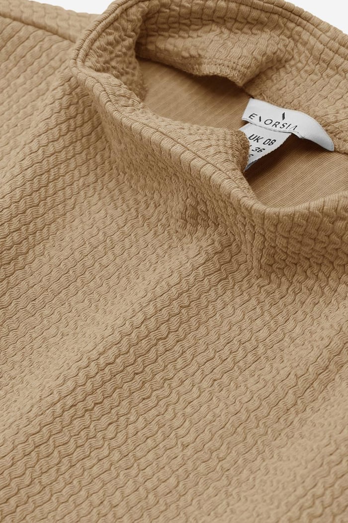 Crepe Ribbed Bodycon Midi Dress