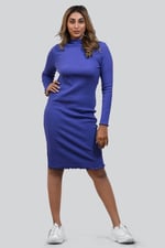 Crepe Ribbed Bodycon Midi Dress