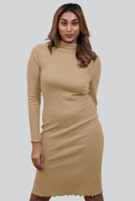 Crepe Ribbed Bodycon Midi Dress