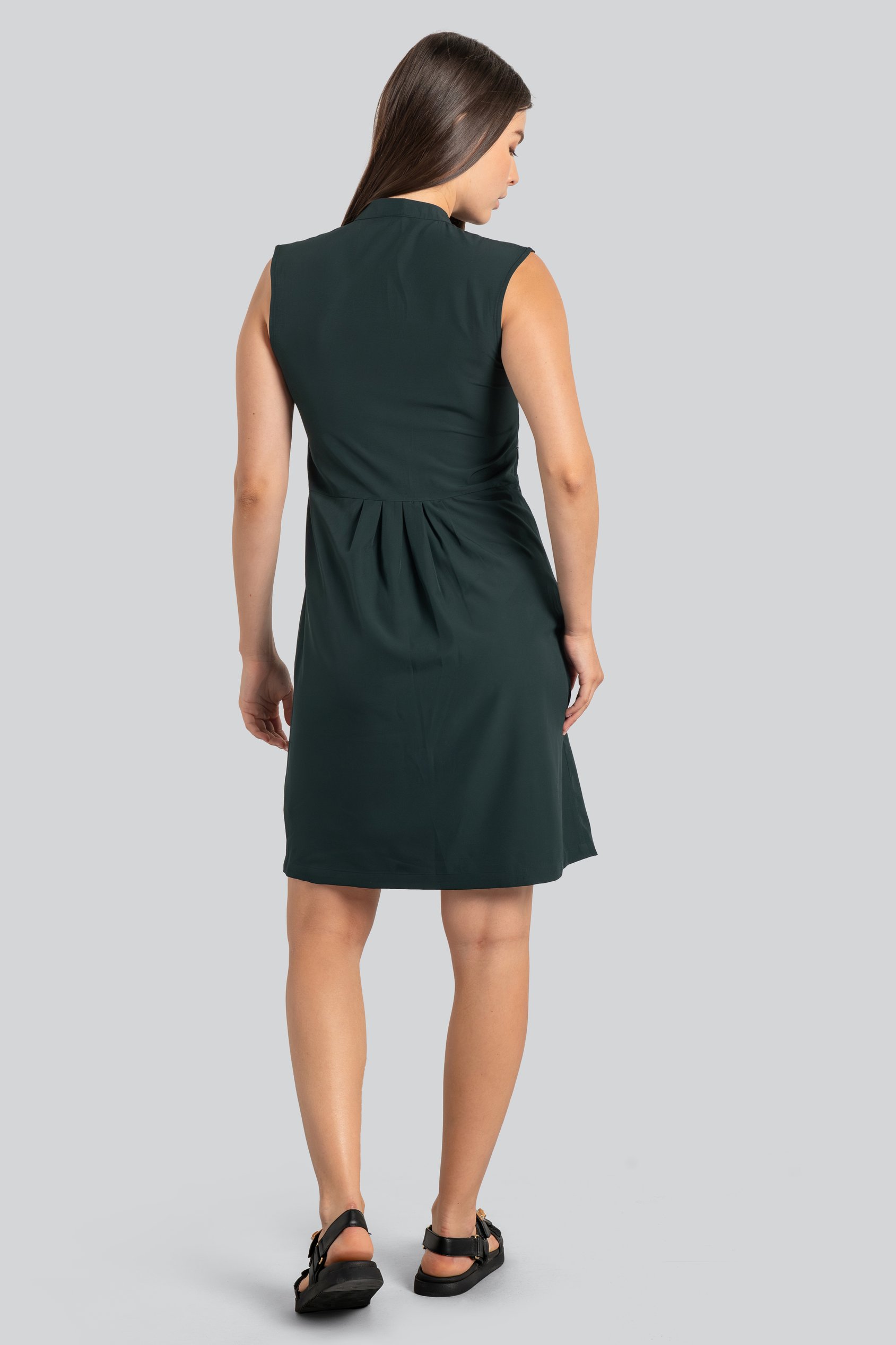 High Neck Sleeveless Dress With Keyhole Detail