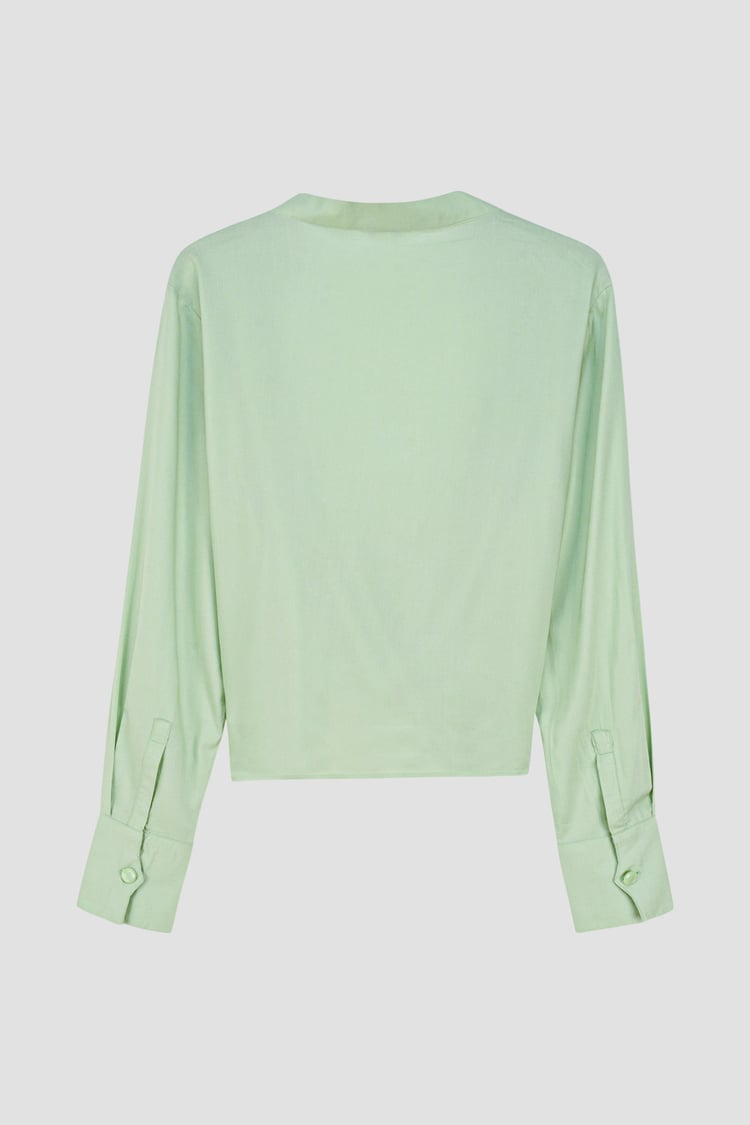 Long Sleeves Wrap Blouse