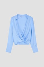 Long Sleeves Wrap Blouse