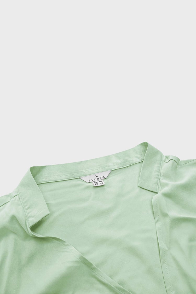 Long Sleeves Wrap Blouse