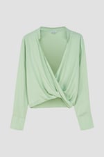 Long Sleeves Wrap Blouse