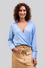 Long Sleeves Wrap Blouse